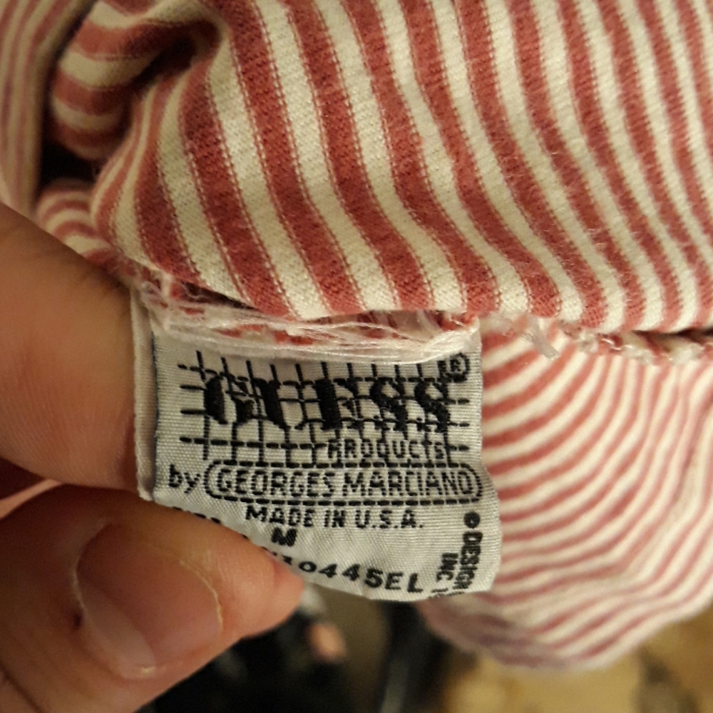 GUESS Vintage Rare Red Striped Shirt Asap Rocky Mens Medium Short Sleeve T Shirt - Picture 4 of 8